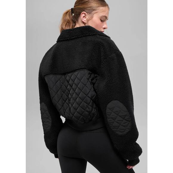 ALO Yoga Sherpa Edge Bomber Jacket Black Size S NWT - Picture 3 of 8